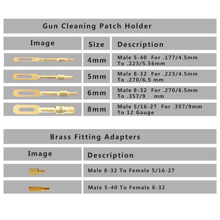Gun Cleaning Patch Holders and Adapters 6 Pack