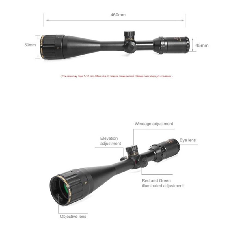 Tactical Red Green Crosshair Recticle Air Riflescope 4-16x50 Gun Hunting Scope Weapons Army Air Rifle Optical Sight