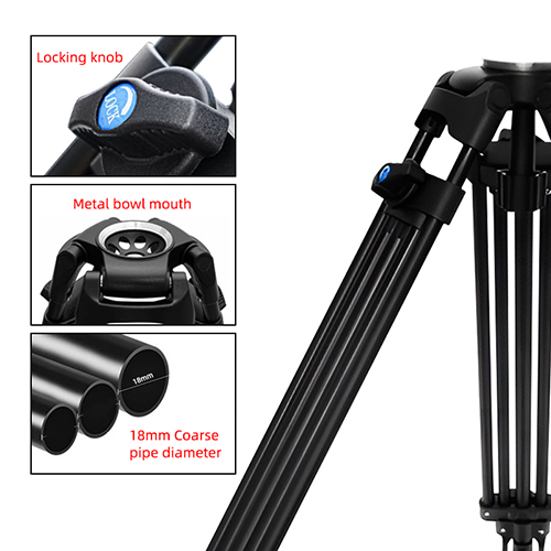 OEM ODM Professional Heavy Duty Video Camcorder Tripod with Fluid Head