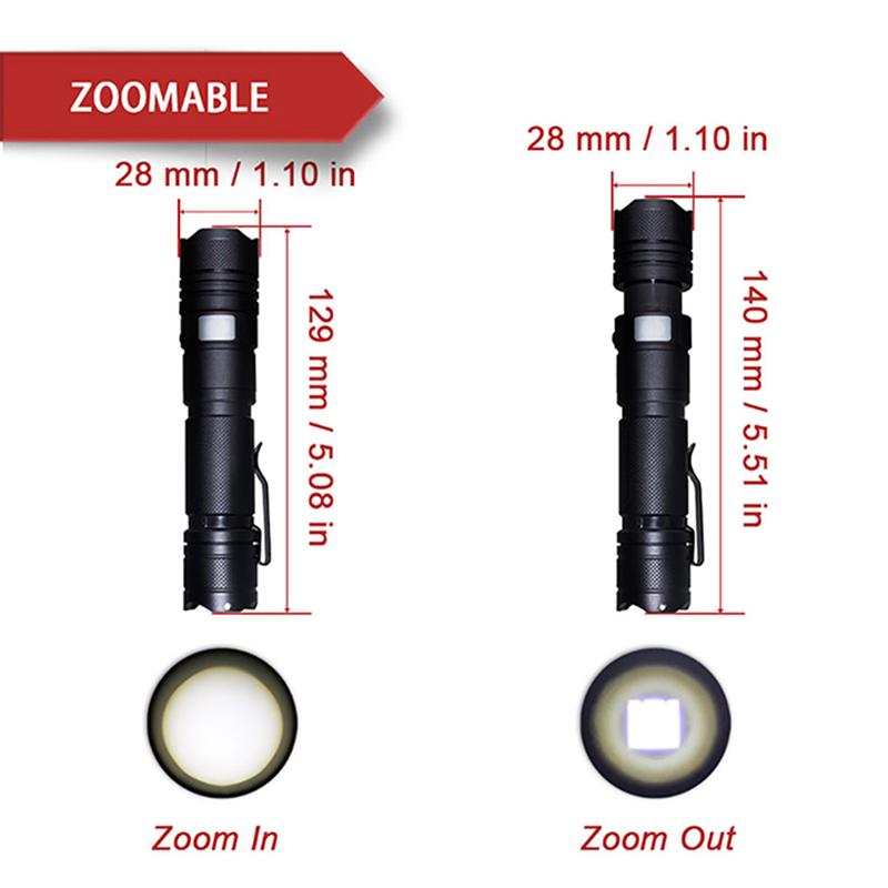 Usb Rechargeable LED Waterproof Zoom Flashlight