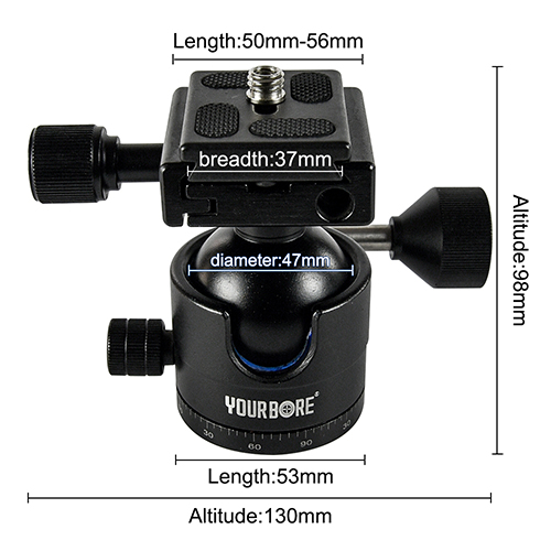 OEM CNC Aluminum 360 Degree Ball Head Shooting Saddle Rest Clamp for Hunting Shooting Stick Monopod Tripod