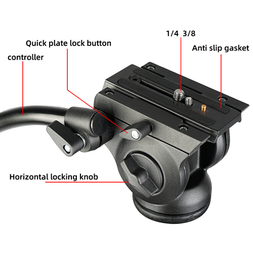 OEM Photography Camera 1.8m Professional Heavy Duty Aluminum Alloy Camera Video Tripod with Panoramic Fluid Damping Head