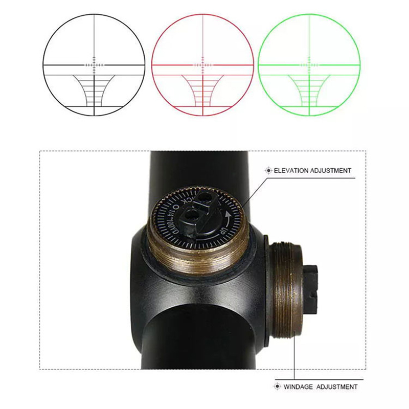 Tactical Shooting Sniper Hunting Scope Red Green Illuminated Reticle Sight Riflescope 3-9x40e Hunting Rifle Scope for Rifle