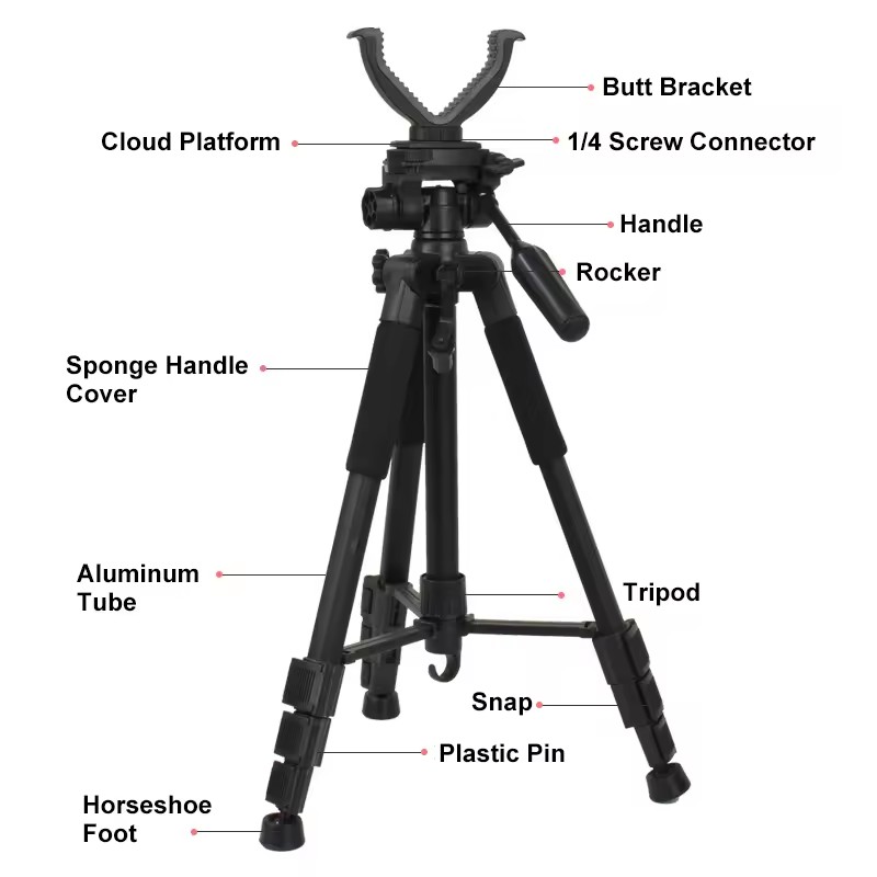 Personalized Customization V Shaped Rotating Yoke/Aluminium Alloy Tripod Stand for Hunting Shooting Stick