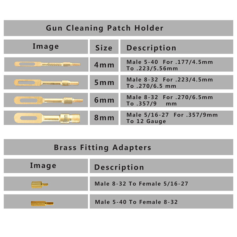 Gun Cleaning Patch Holders and Adapters 6 Pack