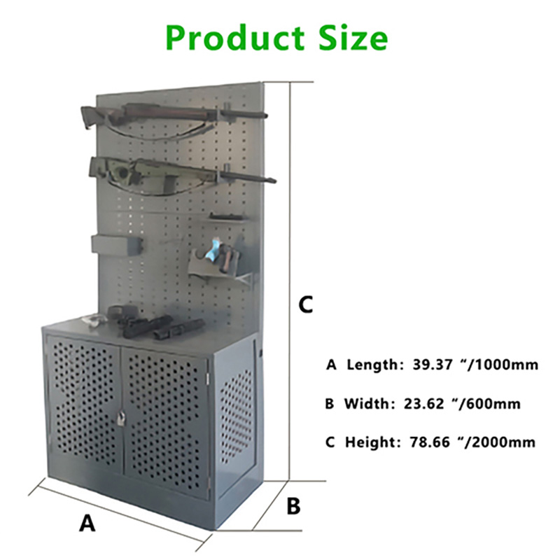 Steel tactical gun display rack storage cabinet